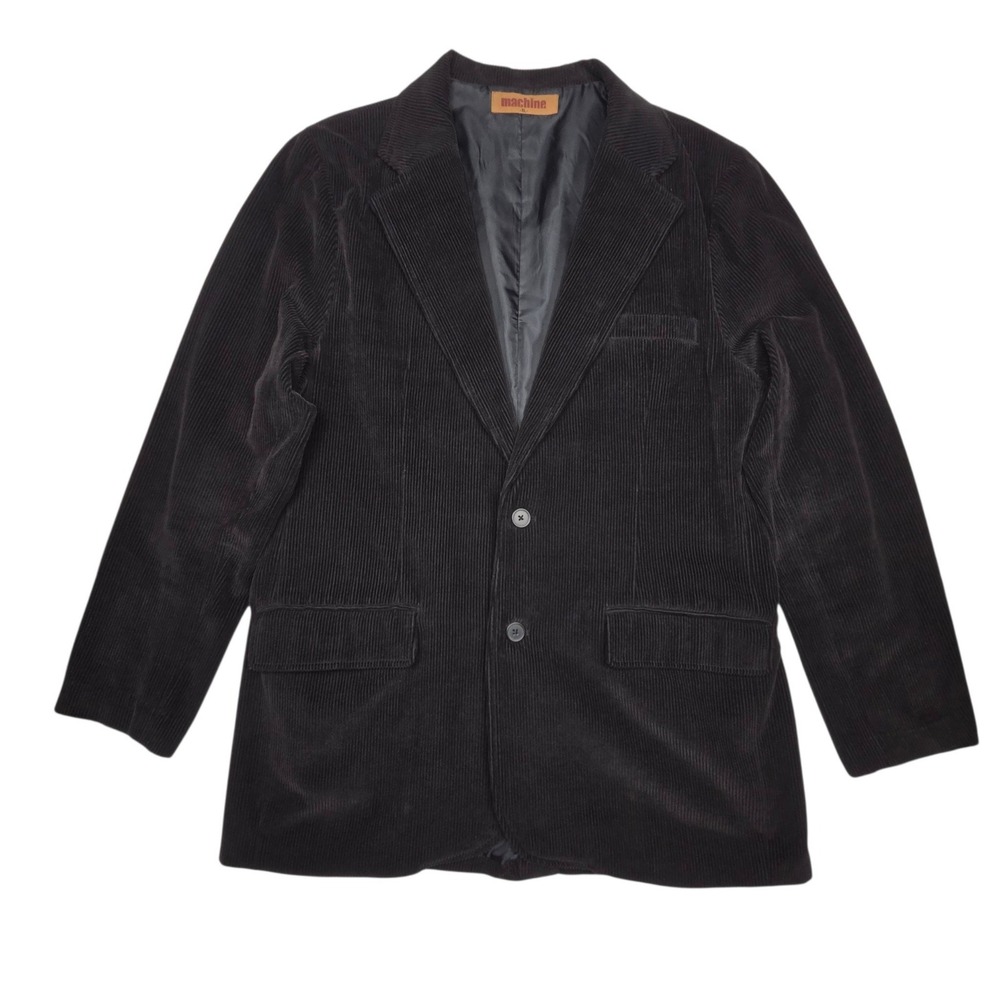 Machine Corduroy Blazer XL Black Wide Wale 2 Button Sport Coat Dark Academia